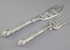 A pair of early Victorian silver fish servers, by Samuel Harwood, hallmarked Sheffield 1848,