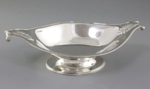 A George V silver navette shaped bowl, hallmarked Sheffield, 1926, (George Howson) Harrison Brothers
