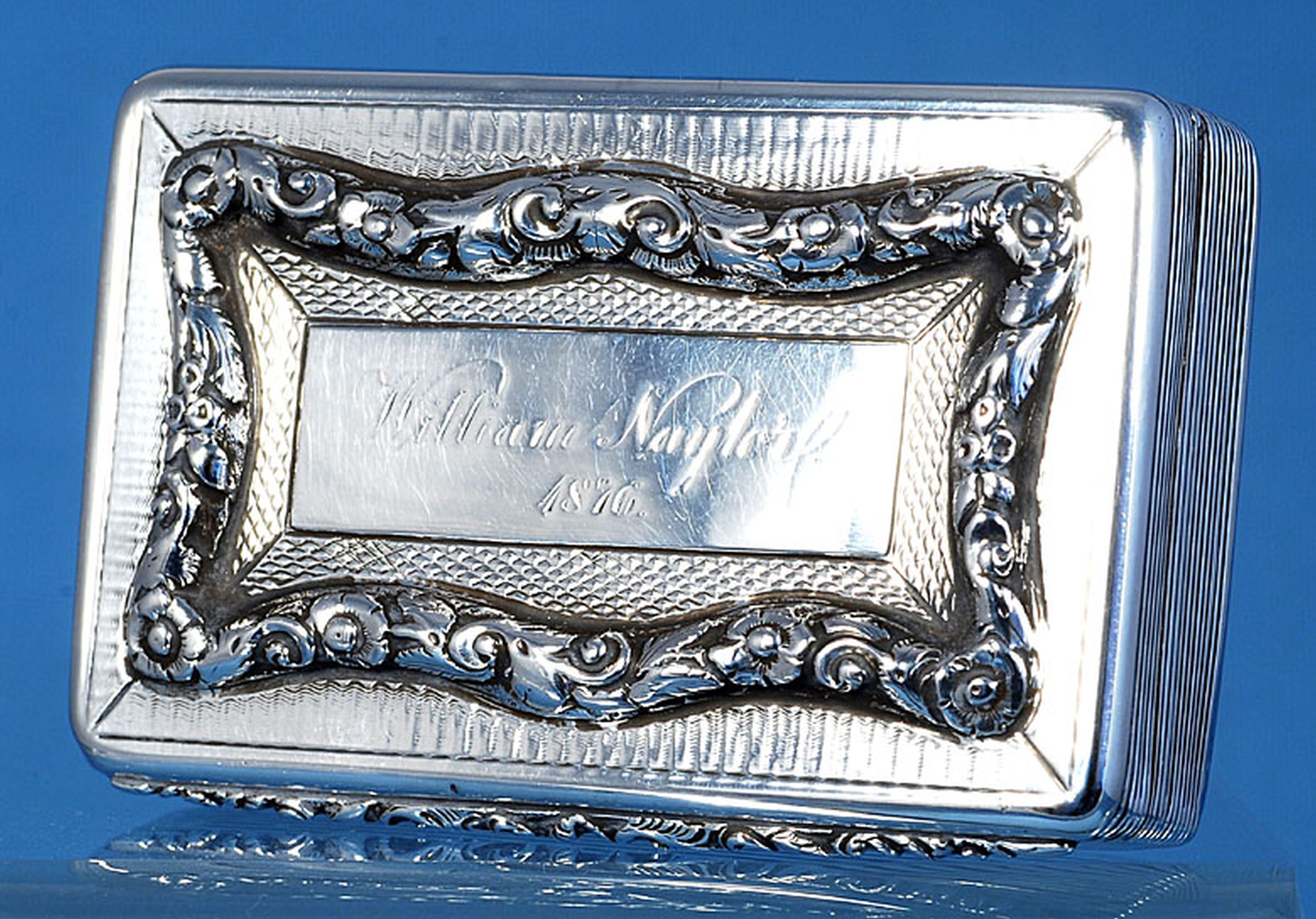 An early Victorian silver snuff box, by Francis Clark, hallmarked Birmingham 1840, of rectangular - Image 8 of 10