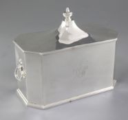 A George V silver two handled octagonal tea caddy, by Richard Comyns, hallmarked for London 1929,