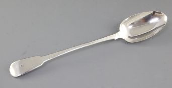 A George III silver fiddle pattern basting spoon, by Sarah Purver, hallmarked London 1818,
