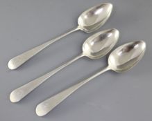 A set of three early 19th century Scottish provincial silver Old English pattern table spoons, by