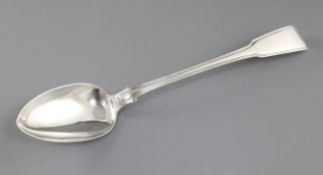 A large George III silver fiddle and thread pattern basting spoon, by Thomas Wilkes Barker,