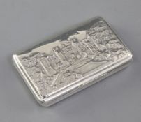 An early Victorian silver castle top snuff box, by Nathaniel Mills, hallmarked Birmingham 1837, of