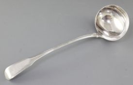 A George III silver fiddle and thread pattern soup ladle, by Richard Crossley, hallmarked London