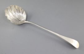 An early George III silver Old English pattern soup ladle, by Job Tripp, hallmarked London 1764,