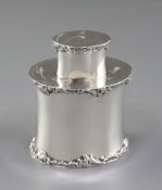 A Victorian silver tea caddy and cover, by Mappin & Webb, hallmarked Sheffield 1900, of oval form