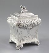 A George IV silver tea caddy and cover, by Thomas Blagden & Co, hallmarked Sheffield 1827, of