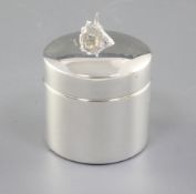 A modern silver novelty trinket box, by Theo Fennell, hallmarked for London, 2005, of cylindrical