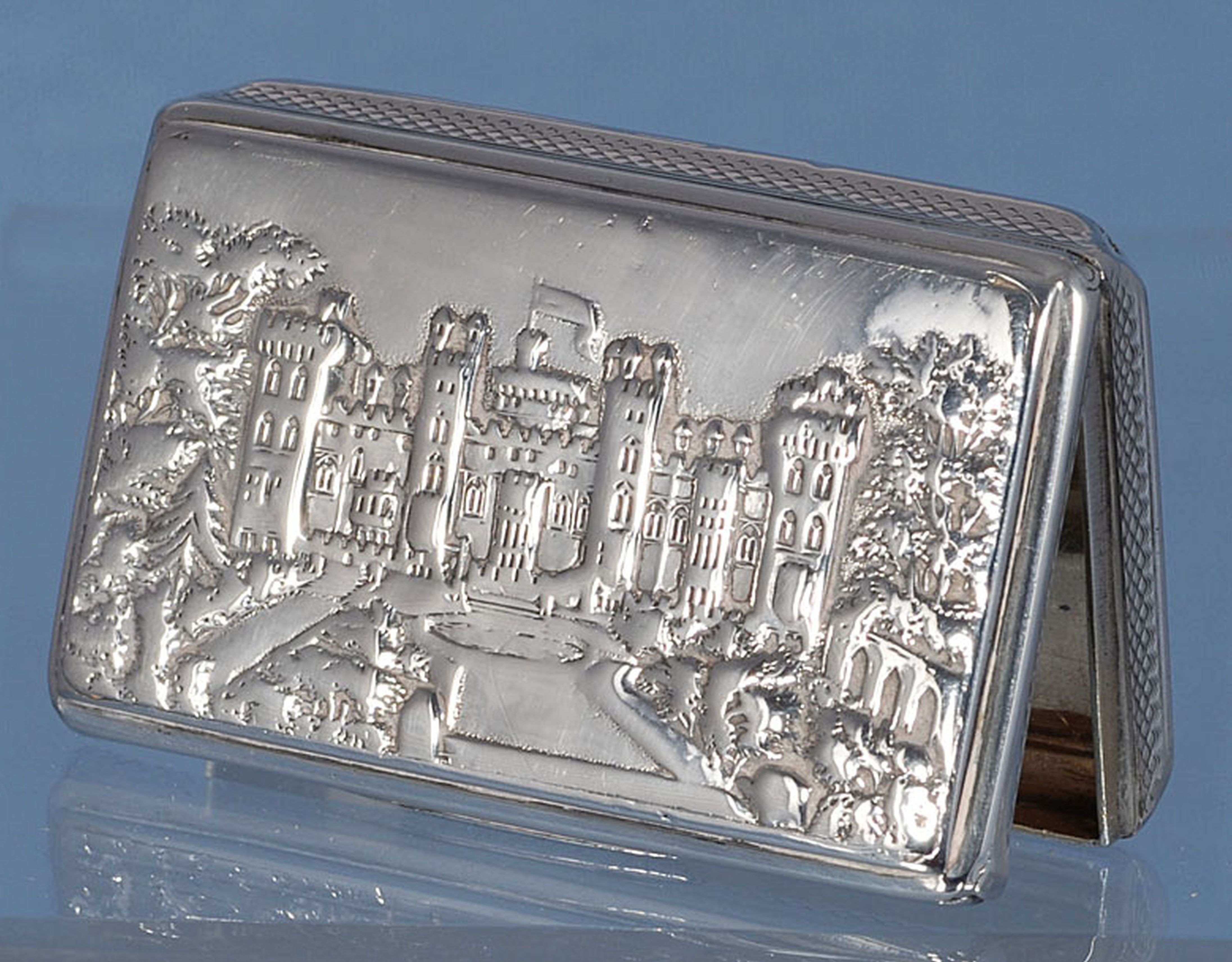 An early Victorian silver castle top snuff box, by Nathaniel Mills, hallmarked Birmingham 1837, of - Image 2 of 8