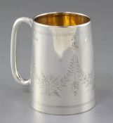 A George V silver christening mug, by Asprey & Co Ltd, hallmarked Birmingham 1911, of tapering