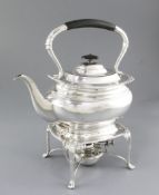 A George V silver tea kettle on stand, by Harrison Brothers & Howson, hallmarked London 1913, or