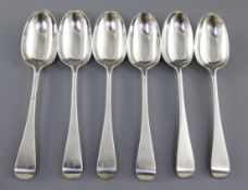 A set of six Victorian silver Old English pattern table spoons, hallmarked London 1858, maker George
