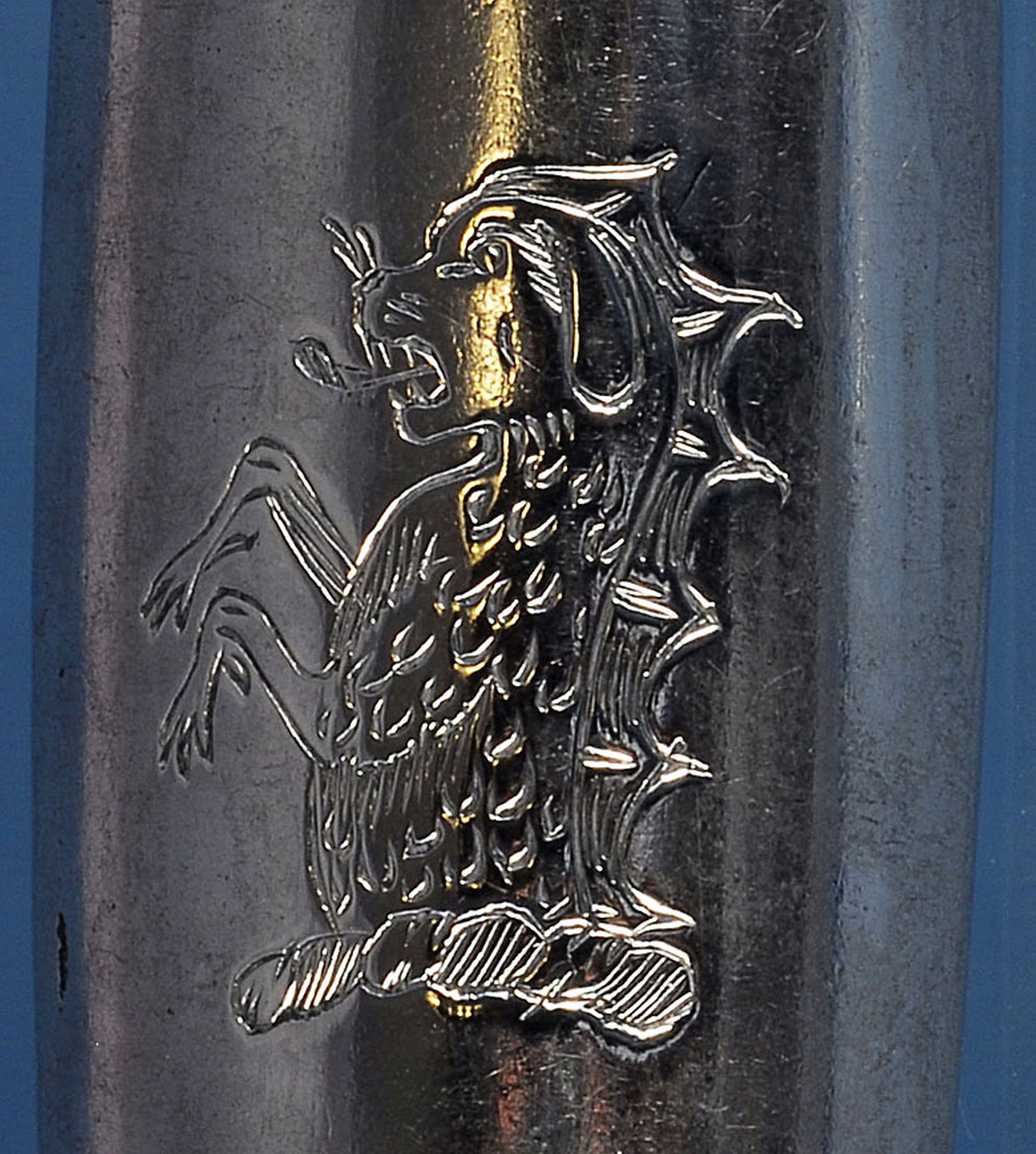 A George II silver marrow scoop, by Roger Hare, hallmarked London 1752, bearing an unusual - Image 4 of 5