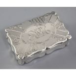 An early Victorian engine turned silver table snuff box, by Edward Smith, hallmarked Birmingham