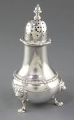 A silver sugar caster, by Richard Woodman Burbridge (Harrods Ltd), hallmarked London 1960, of