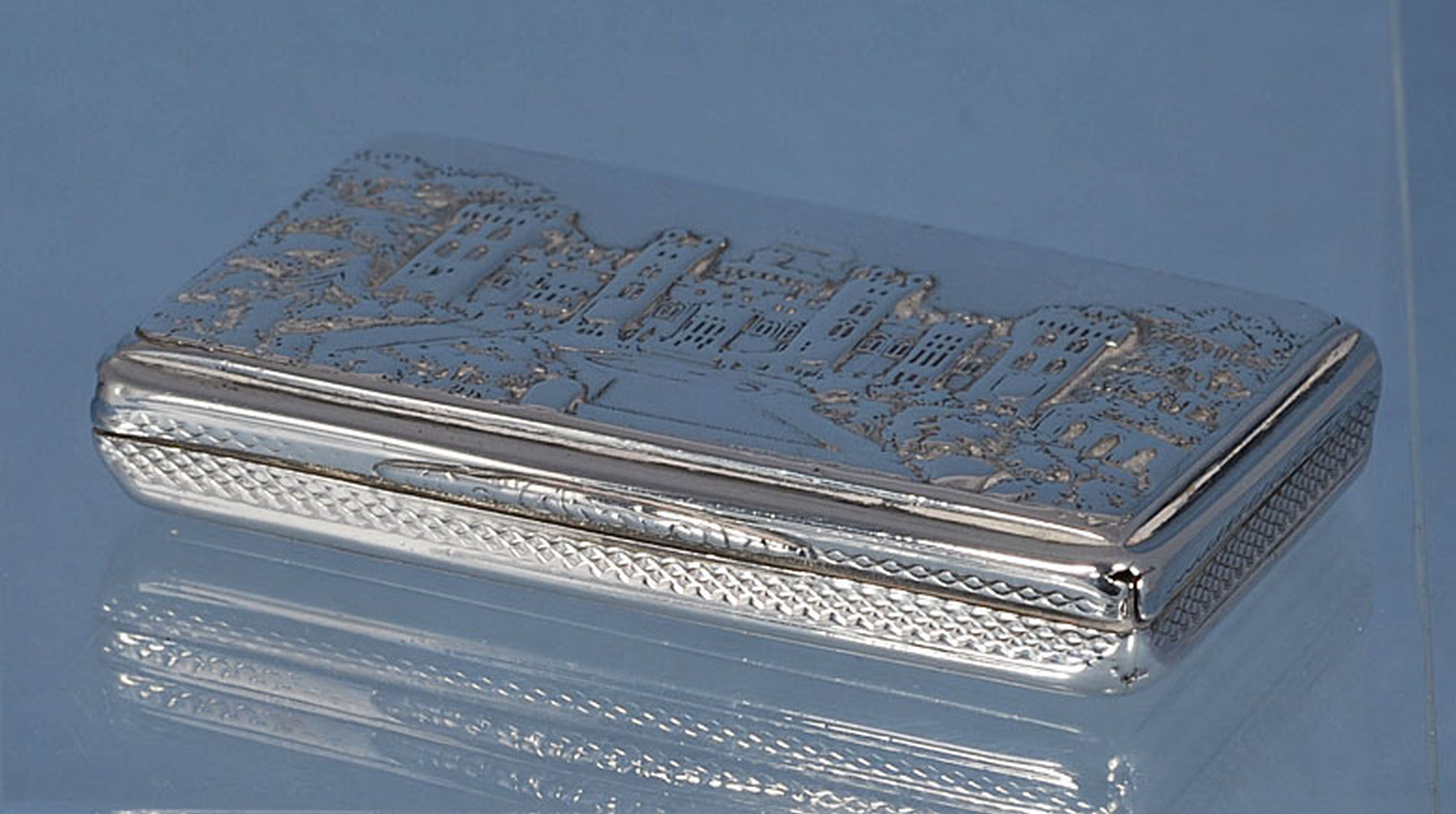 An early Victorian silver castle top snuff box, by Nathaniel Mills, hallmarked Birmingham 1837, of - Image 6 of 8