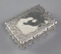 A Victorian silver snuff box, by Edward Smith, hallmarked Birmingham 1860, of shaped rectangular