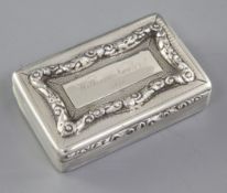 An early Victorian silver snuff box, by Francis Clark, hallmarked Birmingham 1840, of rectangular