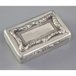 An early Victorian silver snuff box, by Francis Clark, hallmarked Birmingham 1840, of rectangular