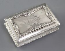 An early Victorian snuff box, by Nathaniel Mills, hallmarked Birmingham 1839, of rectangular form,