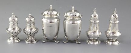 A pair of George V silver pepper casters, by W. Aitken, hallmarked Birmingham 1913, each with a
