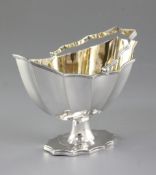 A George III silver oval "bats wing" sugar basket, by William Stroud, hallmarked London 1793, with