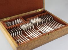 A 1930's canteen of silver rat tail pattern cutlery, by William Hutton & Sons, all hallmarked for