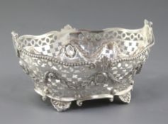 A Victorian silver pierced oval dish, by Charles Stuart Harris, hallmarked London 1896, of oval form