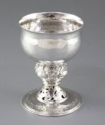 An Edwardian Arts & Crafts silver goblet, by Omar Ramsden & Alwyn Carr, hallmarked London 1905,