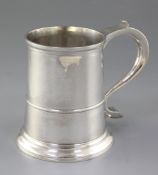 A George II provincial silver mug, hallmarked Newcastle 1755, makers John Langlands I & John