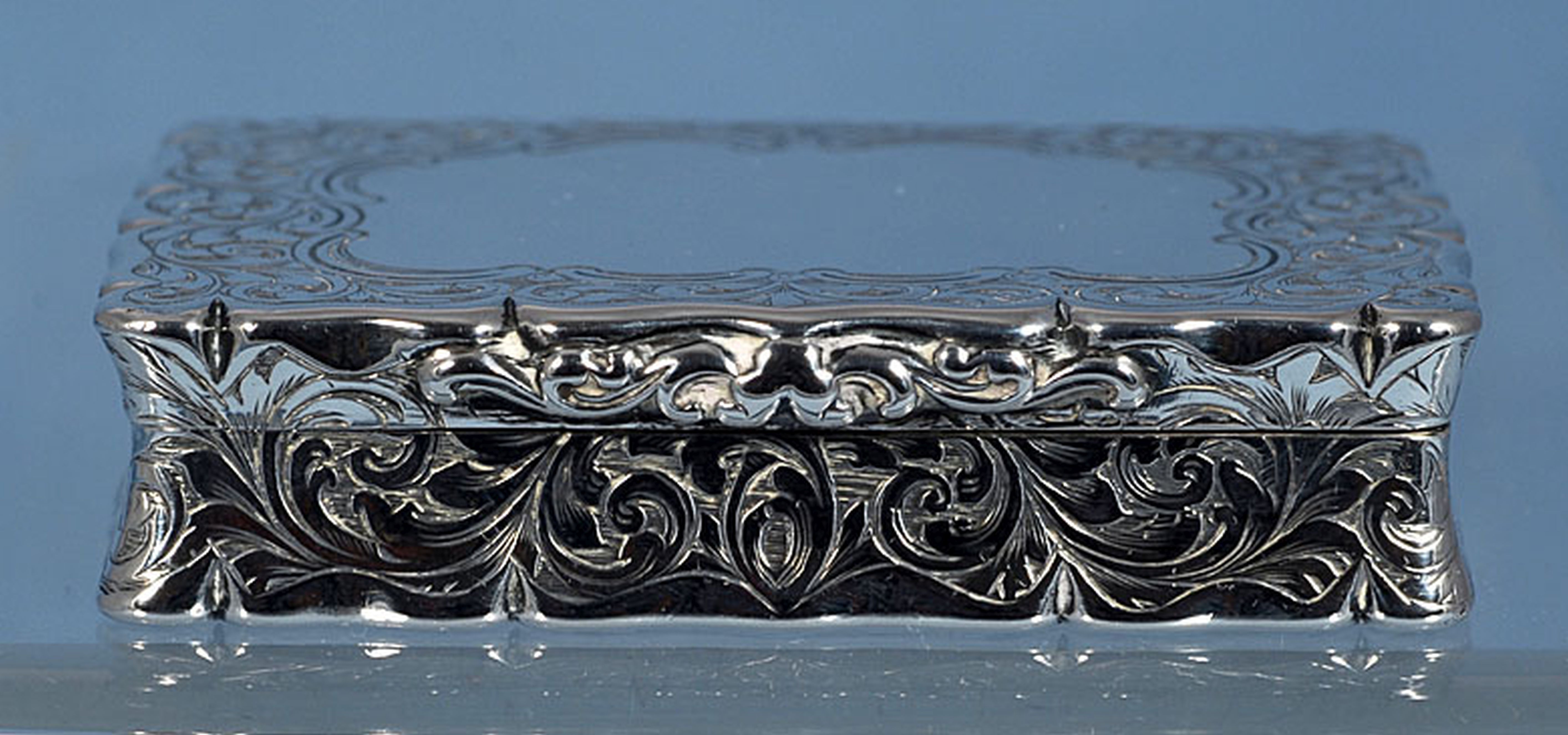 A Victorian silver snuff box, by Edward Smith, hallmarked Birmingham 1860, of shaped rectangular - Image 8 of 8