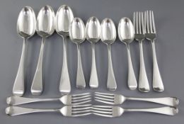 A Victorian silver Old English pattern part table service of flatware, by George Adams, hallmarked