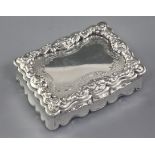 A Victorian silver rectangular table snuff box, by Yapp & Woodward, hallmarked Birmingham 1850, with