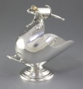 A Victorian novelty silver sugar bowl, modelled as a coal scuttle by John Newton Mappin,