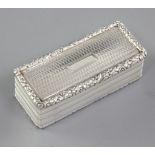 A William IV silver snuff box, by Edward Smith, hallmarked Birmingham 1830, of rectangular form, the