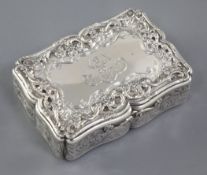 A good early Victorian silver table snuff box, by Nathaniel Mills, in original fitted case,