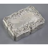 A good early Victorian silver table snuff box, by Nathaniel Mills, in original fitted case,