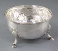 A George III Irish silver bowl, by Dennis Fray, hallmarked Dublin 1786, of circular form with a