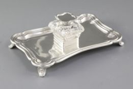 A Victorian silver inkstand, by Edward Barnards & Sons, hallmarked London 1899, of waisted