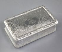 A large Victorian silver table snuff box, by Thomas Johnson I, hallmarked London 1869, of