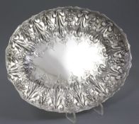 A Victorian silver oval strawberry dish, by Martin, Hall & Co, hallmarked Sheffield 1894, with
