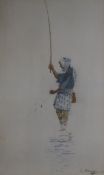 19th century Japanese SchoolwatercolourStudy of a fishermanindistinctly signed12.5 x 7.5in.