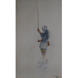19th century Japanese SchoolwatercolourStudy of a fishermanindistinctly signed12.5 x 7.5in.