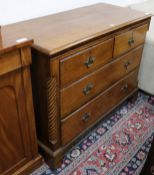 A George III oak chest of five drawers, W.3ft 9in.