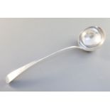 A George III silver Old English pattern soup ladle, initialled 'M', maker George Smith, London,