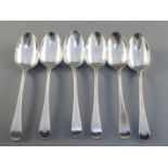 A set of six George III silver Old English pattern tablespoons, engraved with the Houghton crest,