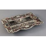 A Napoleon III boulle style ivory and tortoiseshell inkstand circa 1870, 12in. and a plaster