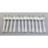 A set of 12 Victorian silver Elizabethan pattern quail egg spoons with silver-gilt bowls, maker's