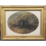 Attributed to Sawrey Gilpin (1733-1807)watercolourStudy of a dog,oval10.5 x 15in.https://www.